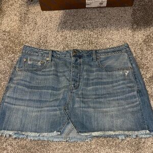 American Eagle Denim Frayed Hem Skirt